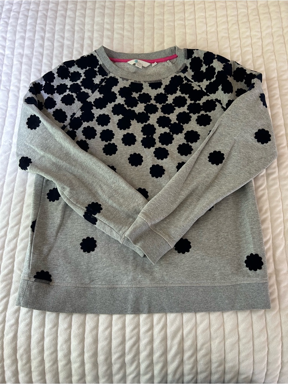 Boden Gray Floral Appliqué Crewneck Sweatshirt